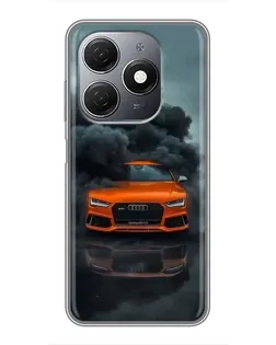 Чехол для TECNO Spark 20 с картинкой «Audi в облаках дыма»