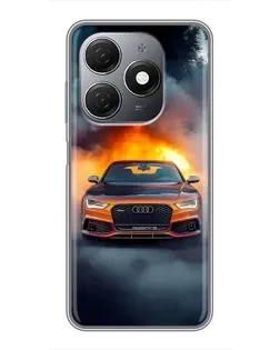 Чехол для TECNO Spark 20 с картинкой «Audi в огненном дыму»