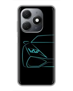 Чехол для TECNO Spark 20 с картинкой «Голубой силуэт Lamborghini» Чехол для TECNO Spark 20 с картинкой «Голубой силуэт Lamborghini»