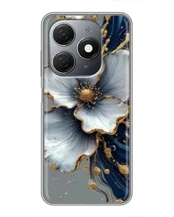 Чохол для TECNO Spark 20 з картинкою «Біла квітка та золотий флюїд» Чохол для TECNO Spark 20 з картинкою «Біла квітка та золотий флюїд»