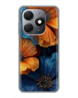 Чохол для TECNO Spark 20 з картинкою «Яскрава синьо-помаранчева флора» Чохол для TECNO Spark 20 з картинкою «Яскрава синьо-помаранчева флора»