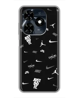 Чехол для TECNO Spark 20c с картинкой «Nike Black Pattern»