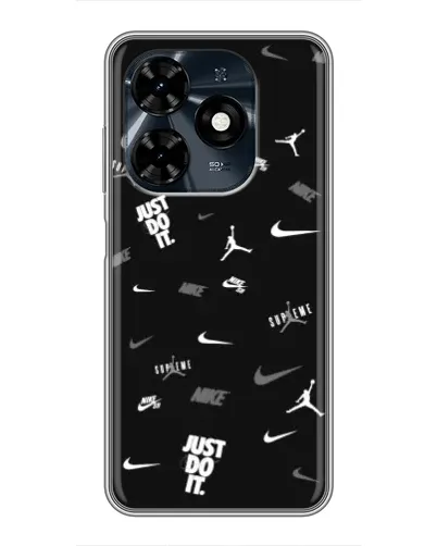 Чехол для TECNO Spark 20c с картинкой «Nike Black Pattern»