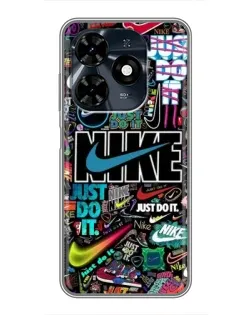 Чехол для TECNO Spark 20c с картинкой «Яркий коллаж Nike»
