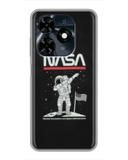 Чехол для TECNO Spark 20c с картинкой «NASA — шагаем по Луне»