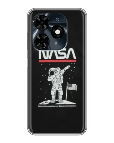 Чехол для TECNO Spark 20c с картинкой «NASA — шагаем по Луне»