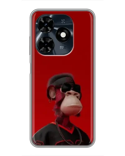 Чехол для TECNO Spark 20c с картинкой «Bored Ape в красном»