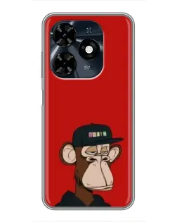 Чехол для TECNO Spark 20c с картинкой «Bored Ape — красный фон» Чехол для TECNO Spark 20c с картинкой «Bored Ape — красный фон»
