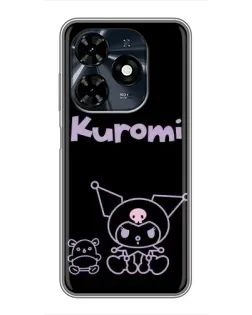 Чехол для TECNO Spark 20c с картинкой «Kuromi — черный минимализм»