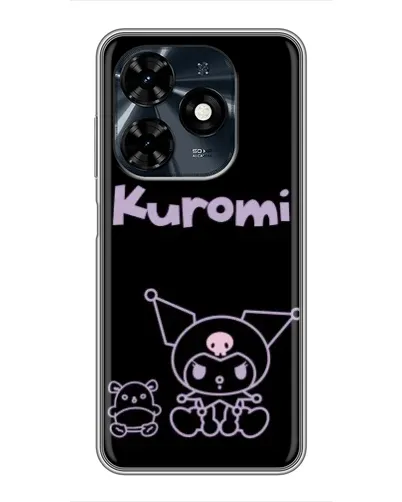 Чехол для TECNO Spark 20c с картинкой «Kuromi — черный минимализм»