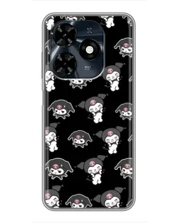 Чехол для TECNO Spark 20c с картинкой «Черный паттерн Kuromi»