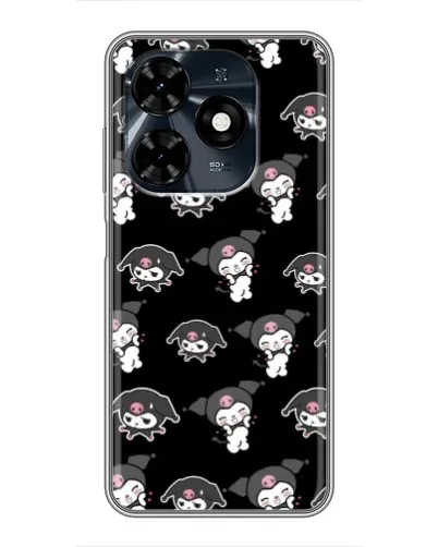 Чехол для TECNO Spark 20c с картинкой «Черный паттерн Kuromi»