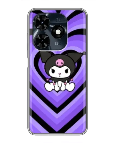 Чехол для TECNO Spark 20c с картинкой «Kuromi и фиолетовые сердца»