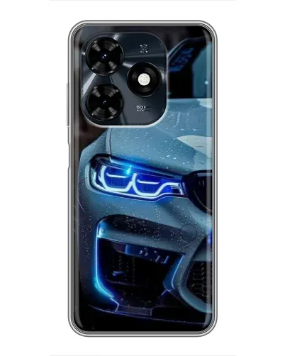 Чехол для TECNO Spark 20c с картинкой «Взгляд BMW с синими фарами»