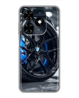 Чехол для TECNO Spark 20c с картинкой «Колесо BMW вблизи»