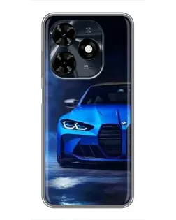 Чехол для TECNO Spark 20c с картинкой «Голубая BMW M4»