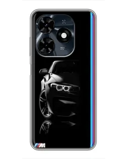 Чехол для TECNO Spark 20c с картинкой «Силуэт BMW в темноте»