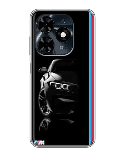 Чехол для TECNO Spark 20c с картинкой «Силуэт BMW в темноте»