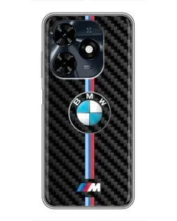 Чехол для TECNO Spark 20c с картинкой «Эмблема BMW и карбон»