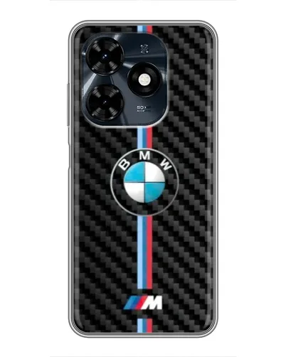 Чехол для TECNO Spark 20c с картинкой «Эмблема BMW и карбон»