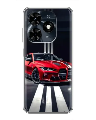 Чехол для TECNO Spark 20c с картинкой «Красная BMW на дороге»
