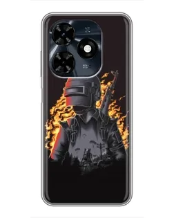 Чехол для TECNO Spark 20c с картинкой «PUBG — огненный силуэт»