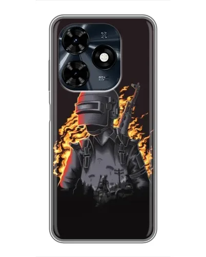 Чехол для TECNO Spark 20c с картинкой «PUBG — огненный силуэт»