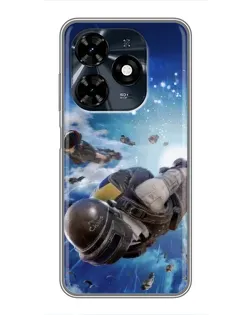 Чехол для TECNO Spark 20c с картинкой «Десант PUBG — прыжок»