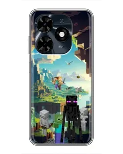 Чехол для TECNO Spark 20c с картинкой «Эндермен в лесу»
