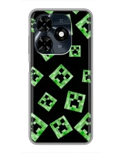 Чехол для TECNO Spark 20c с картинкой «Паттерн с криперами»