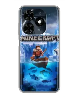 Чехол для TECNO Spark 20c с картинкой «Minecraft ледяной мир»