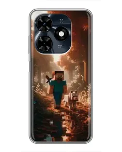 Чехол для TECNO Spark 20c с картинкой «Стив в лесу»