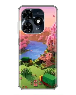 Чехол для TECNO Spark 20c с картинкой «Розовое дерево Minecraft»