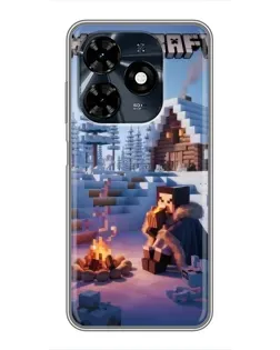 Чехол для TECNO Spark 20c с картинкой «Зимний Minecraft»