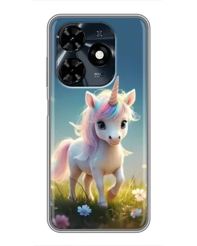 Чехол для TECNO Spark 20c с картинкой «Единорог на поляне»