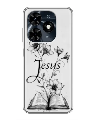 Чехол для TECNO Spark 20c с картинкой «Цветы и Библия»
