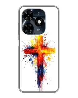 Чехол для TECNO Spark 20c с картинкой «Акварельный крест»