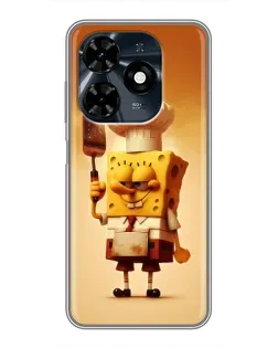 Чехол для TECNO Spark 20c с картинкой «Губка Боб повар»