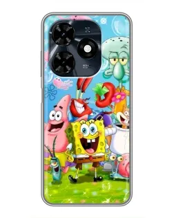 Чехол для TECNO Spark 20c с картинкой «Губка Боб и друзья»