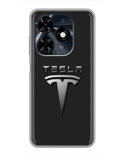 Чехол для TECNO Spark 20c с картинкой «Стальной логотип Tesla» Чехол для TECNO Spark 20c с картинкой «Стальной логотип Tesla»