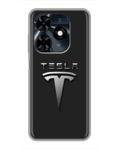 Чехол для TECNO Spark 20c с картинкой «Стальной логотип Tesla» Чехол для TECNO Spark 20c с картинкой «Стальной логотип Tesla»