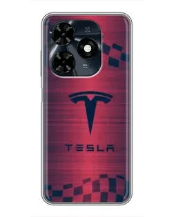Чехол для TECNO Spark 20c с картинкой «Тесла красный карбон» Чехол для TECNO Spark 20c с картинкой «Тесла красный карбон»