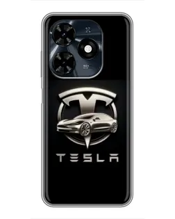 Чехол для TECNO Spark 20c с картинкой «Tesla — серебристое авто» Чехол для TECNO Spark 20c с картинкой «Tesla — серебристое авто»