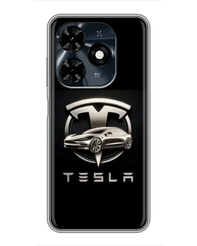 Чехол для TECNO Spark 20c с картинкой «Tesla — серебристое авто» Чехол для TECNO Spark 20c с картинкой «Tesla — серебристое авто»
