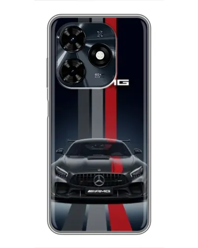 Чехол для TECNO Spark 20c с картинкой «Mercedes — белый карбон»