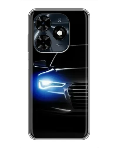 Чехол для TECNO Spark 20c с картинкой «Неоновый взгляд Audi»