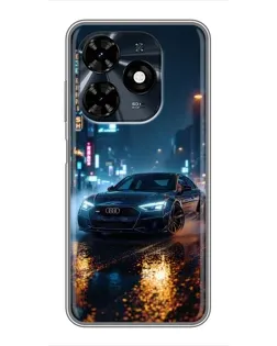 Чехол для TECNO Spark 20c с картинкой «Ночной город и Audi» Чехол для TECNO Spark 20c с картинкой «Ночной город и Audi»