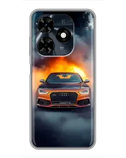 Чехол для TECNO Spark 20c с картинкой «Audi в огненном дыму» Чехол для TECNO Spark 20c с картинкой «Audi в огненном дыму»