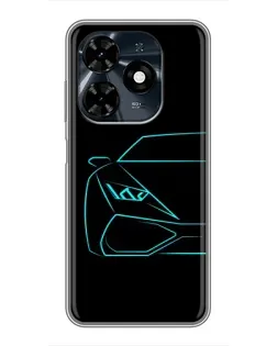 Чехол для TECNO Spark 20c с картинкой «Голубой силуэт Lamborghini»