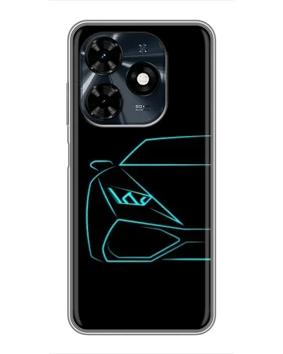 Чехол для TECNO Spark 20c с картинкой «Голубой силуэт Lamborghini»